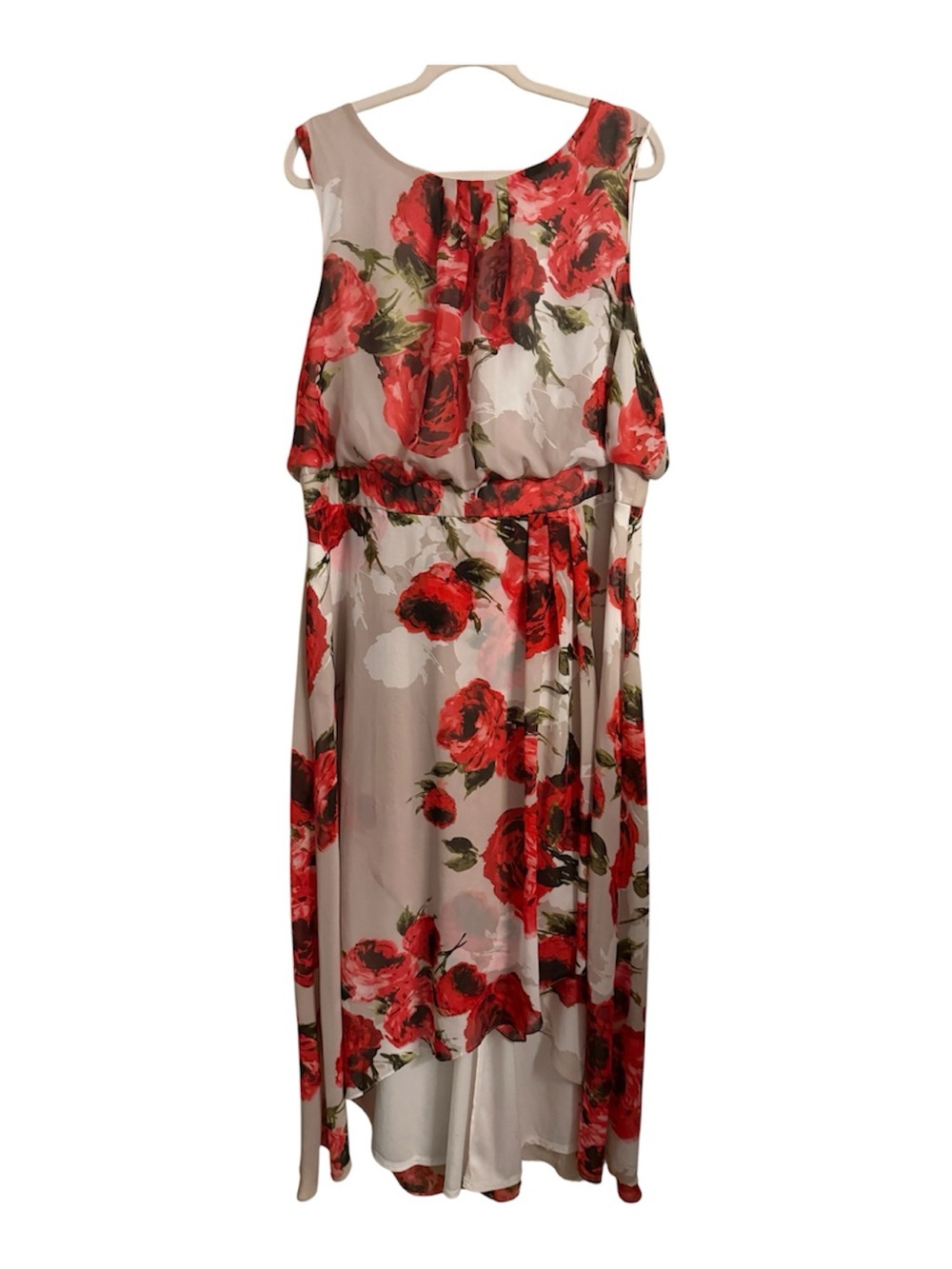 Shelby & Palmer 18W Red Floral Chiffon Overlay Maxi Dress